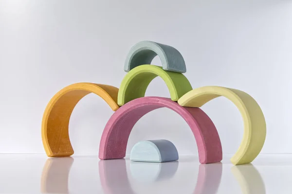 Wooden Toys Rainbow Colours — Stock Photo, Image