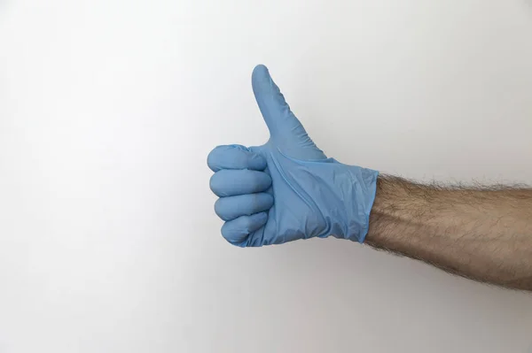 Thumb Hand Latex Glove Isolated White Background — Stock Photo, Image