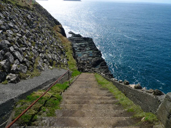 Stairway Ocean Gasadalur Faroe Islands — Stock Photo, Image