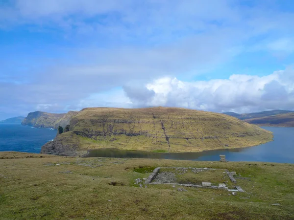 Vista Lago Leitisvatn Ilhas Faroé — Fotografia de Stock
