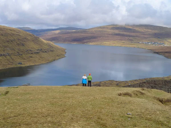 Vista Sul Lago Leitisvatn Isole Faroe — Foto Stock