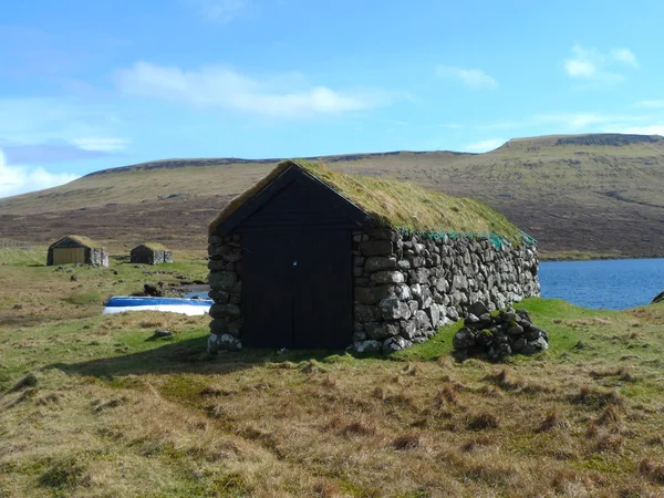 Velho Edifício Pedra Leitisvatn Ilhas Faroé — Fotografia de Stock