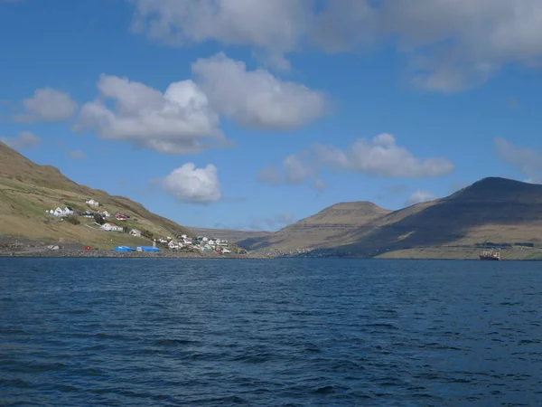 Vista Del Villaggio Costiero Kollafjordur Isole Faroe — Foto Stock