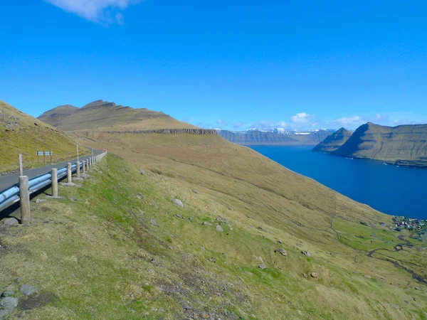 Vista Funningsfjordur Ilhas Faroé — Fotografia de Stock