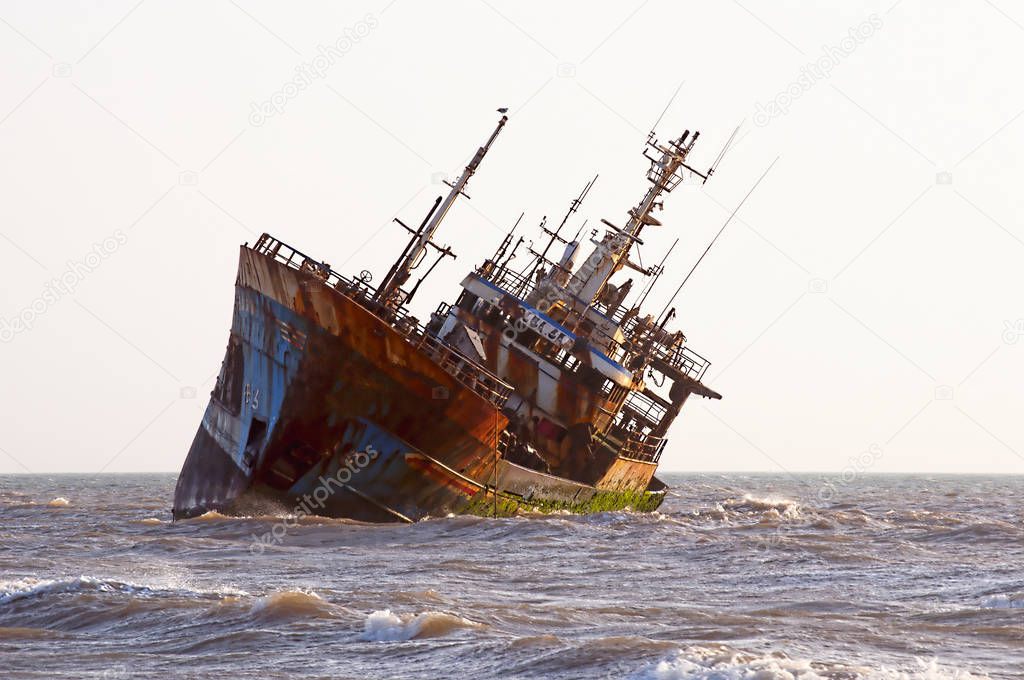Abandoned broken ship-wreck