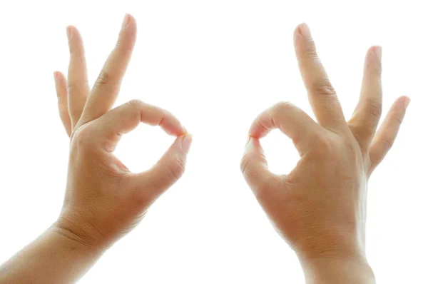 Hands signs on white background — Stock Photo, Image