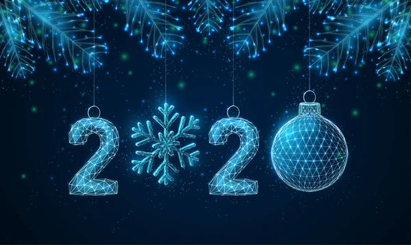 Streszczenie Happy 2020 nowy rok powitanie karta z fit drzewo gałęzie. — Wektor stockowy