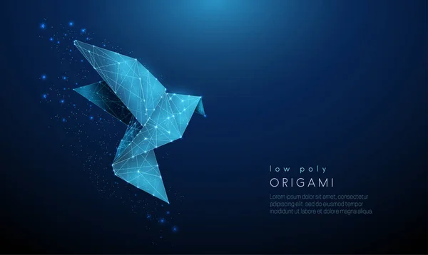 Soyut kağıt origami kuşu. Düşük poli biçimi tasarımı.