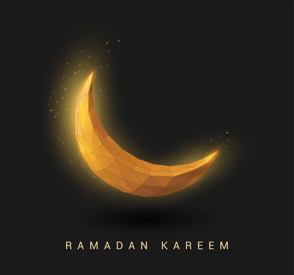 Abstract golden crescent. Ramadan Kareem background. Low poly style — Stock Vector