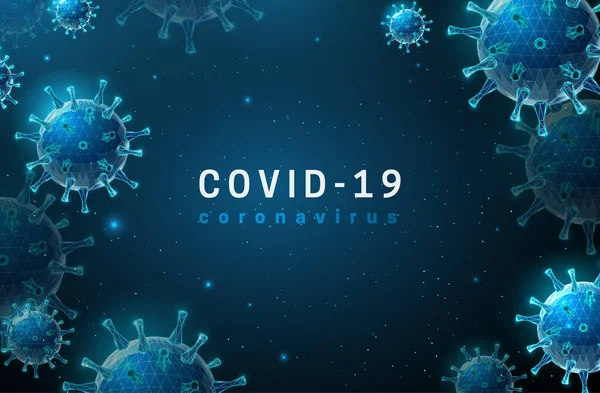 Coronavirus. Covid-19 virüsü. Düşük poli biçimi tasarımı. — Stok Vektör