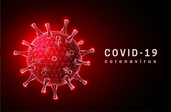 Coronavirus. Covid-19 virüsü. Düşük poli biçimi tasarımı. — Stok Vektör