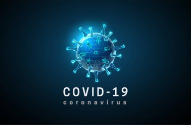 Coronavirus. Covid-19 virüsü. Düşük poli biçimi tasarımı.