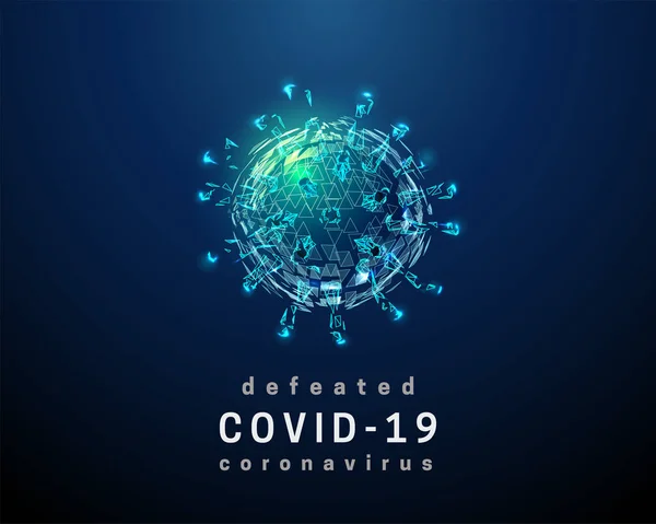 Coronavirus. Covid-19 virüsü. Düşük poli biçimi tasarımı. — Stok Vektör