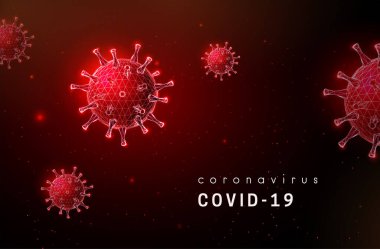 Coronavirus. Covid-19 virüsü. Düşük poli biçimi tasarımı.