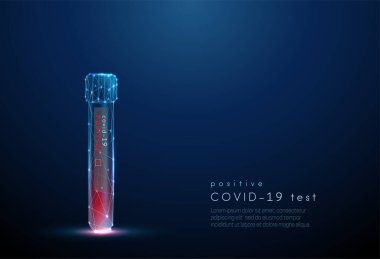 Kan testi tüpü. Pozitif sonuç koronavirüs testi