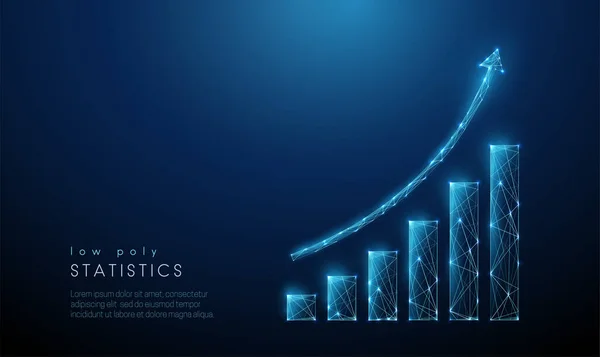 Abstrakt blå ökande diagram. Låg poly stil design — Stock vektor