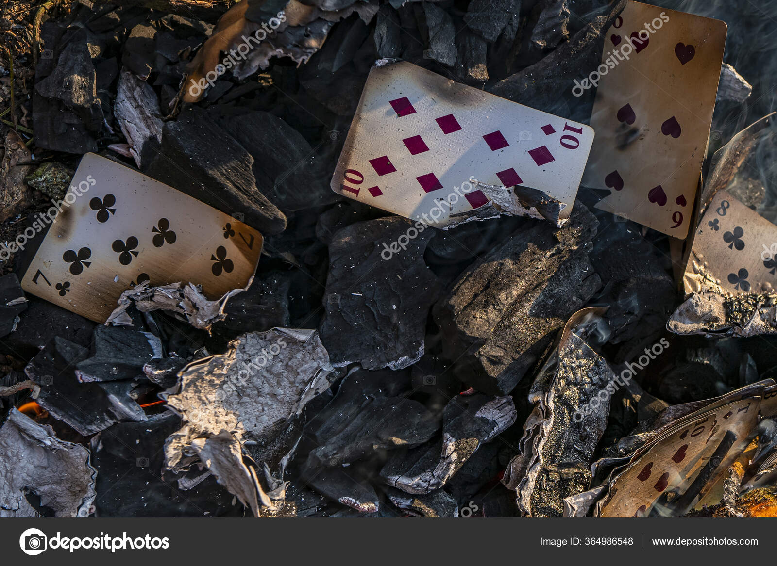 Burnt Playing Cards Ashes Fire Flame Struggle Gambling Addiction