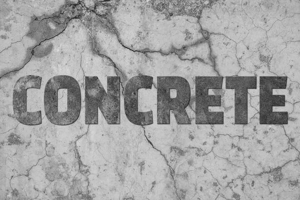 Concrete Lettering Word Scratched Cement Wall Neutral Gray Grunge Background — Stock Photo, Image