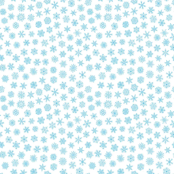 Modèle de doodle sans couture de Noël avec des flocons de neige — Image vectorielle