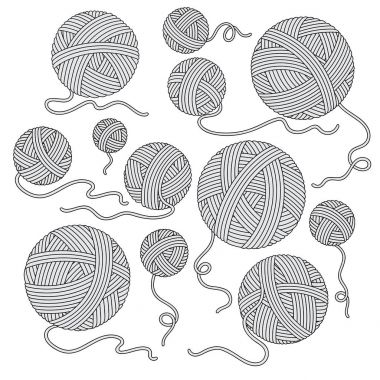 vector set of yarn ball icons clipart