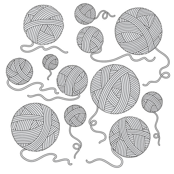 vector set of yarn ball icons