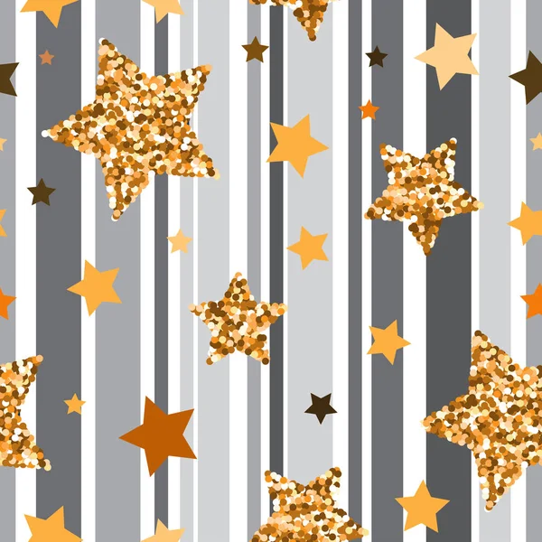 Nahtloses Muster mit goldenen glitzernden Sternen — Stockvektor