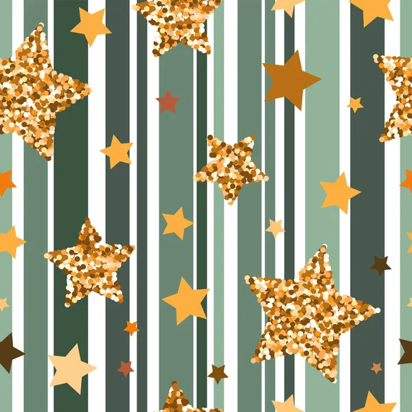 Modèle sans couture avec des étoiles texturées de paillettes d'or — Image vectorielle