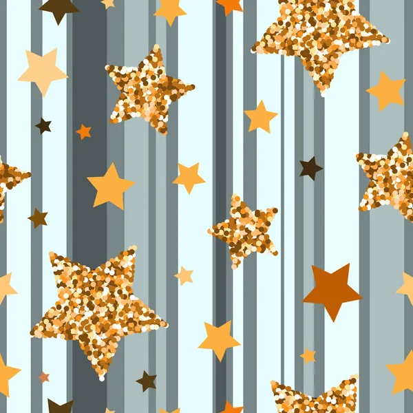 Modèle sans couture avec des étoiles texturées de paillettes d'or — Image vectorielle