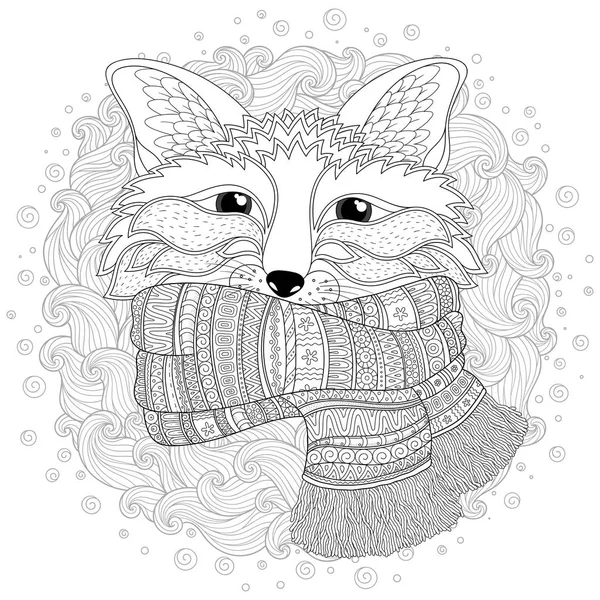 Fox is wearing a scarf. — Stock Vector