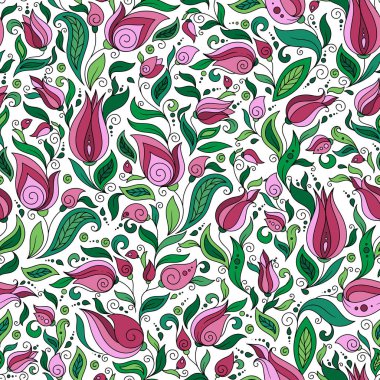Sorunsuz vektör çiçek desenli renkli fantezi bitkiler ile ve 