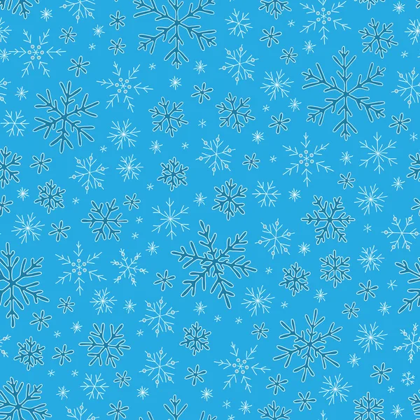 Patrón azul sin costuras con copos de nieve — Vector de stock