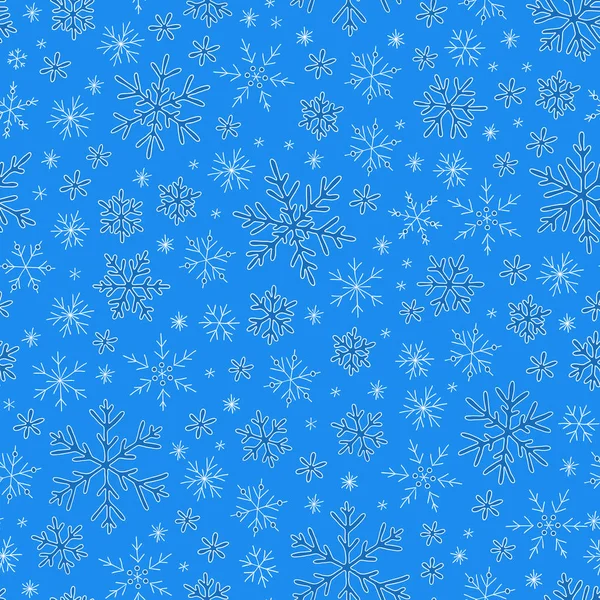 Nahtloses blaues Muster mit Schneeflocken — Stockvektor