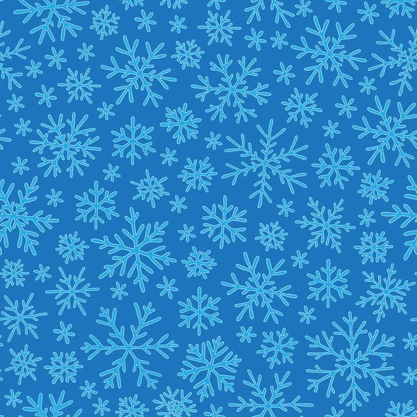 Modèle de doodle sans couture de Noël avec des flocons de neige — Image vectorielle