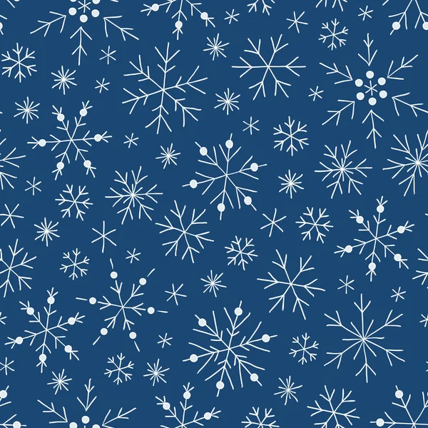 Christmas sömlös doodle mönster med snöflingor — Stock vektor