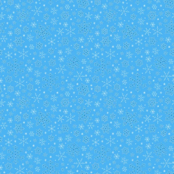 Motif bleu sans couture avec flocons de neige — Image vectorielle