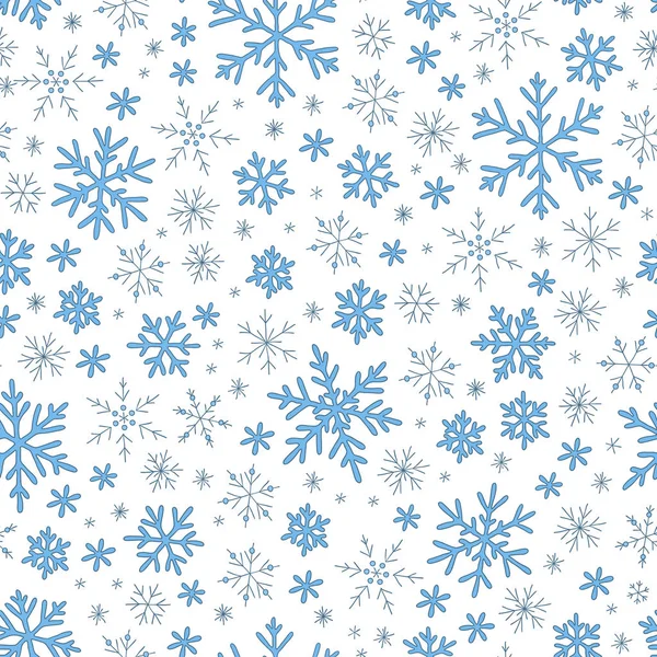 Motif bleu sans couture avec flocons de neige — Image vectorielle