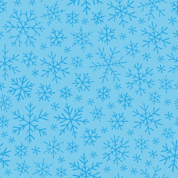 Χριστούγεννα χωρίς συγκόλληση doodle μοτίβο με νιφάδες χιονιού — Διανυσματικό Αρχείο
