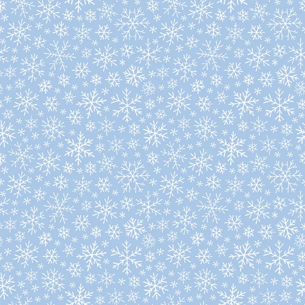 Modèle de doodle sans couture de Noël avec des flocons de neige — Image vectorielle