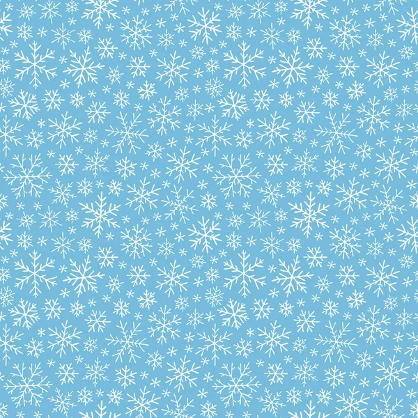 Christmas sömlös doodle mönster med snöflingor — Stock vektor