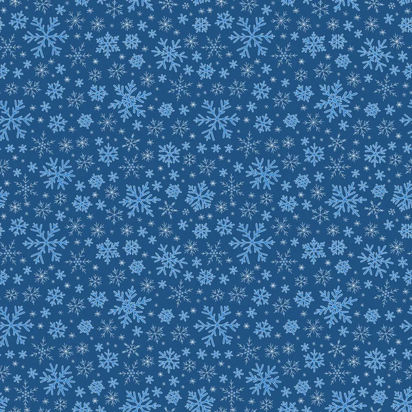 Бесшовный голубой узор со снежинками — стоковый вектор
