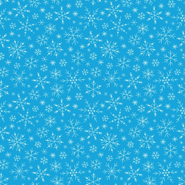 Kerstmis naadloze doodle patroon met sneeuwvlokken — Stockvector