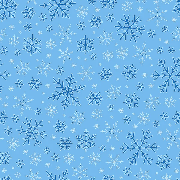 눈송이와 원활한 블루 패턴 — 스톡 벡터