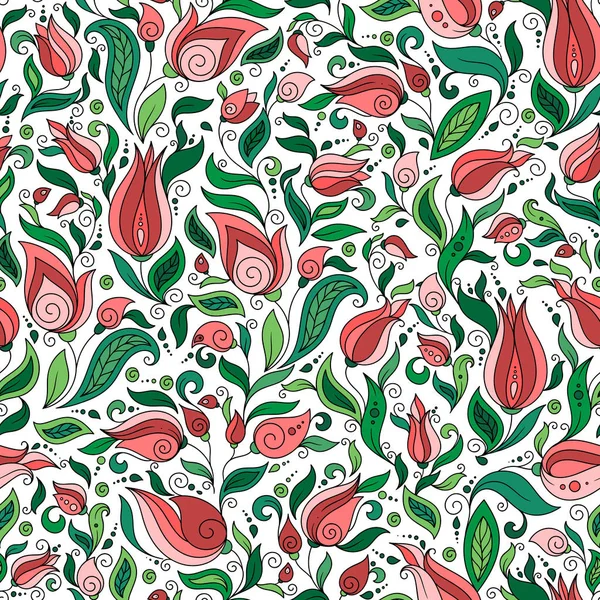 Motif floral vectoriel sans couture avec des plantes fantastiques colorées et — Image vectorielle