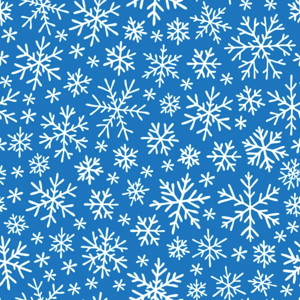 Natale modello doodle senza soluzione di continuità con fiocchi di neve — Vettoriale Stock
