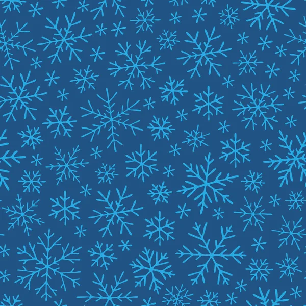 Padrão de doodle sem costura de Natal com flocos de neve — Vetor de Stock