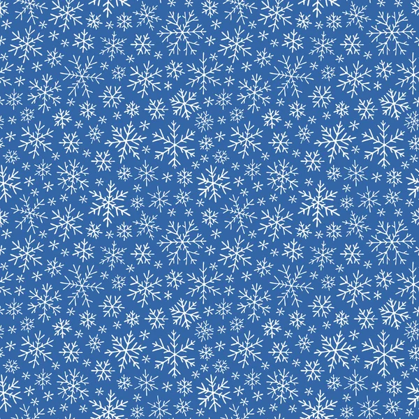 Modèle de doodle sans couture de Noël avec des flocons de neige — Image vectorielle