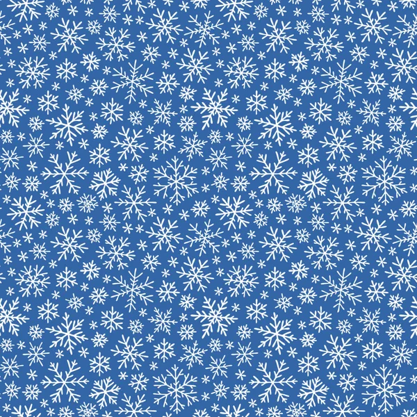 Modèle de doodle sans couture de Noël avec des flocons de neige — Image vectorielle