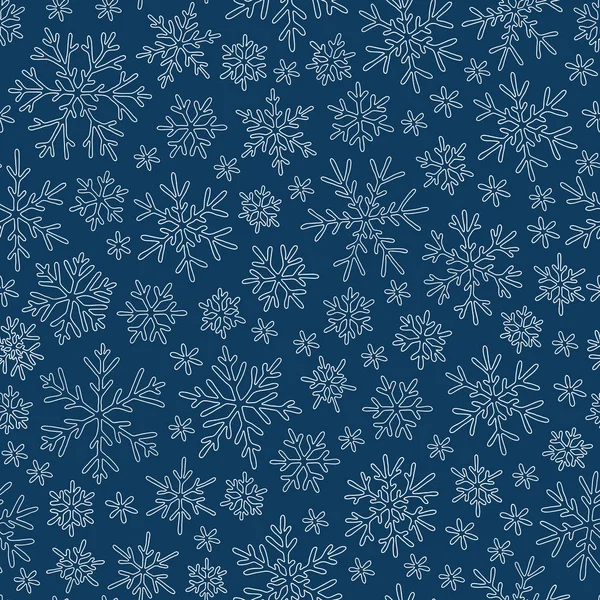 Kerstmis naadloze doodle patroon met sneeuwvlokken — Stockvector