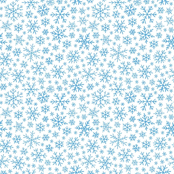 Kerstmis naadloze doodle patroon met sneeuwvlokken — Stockvector