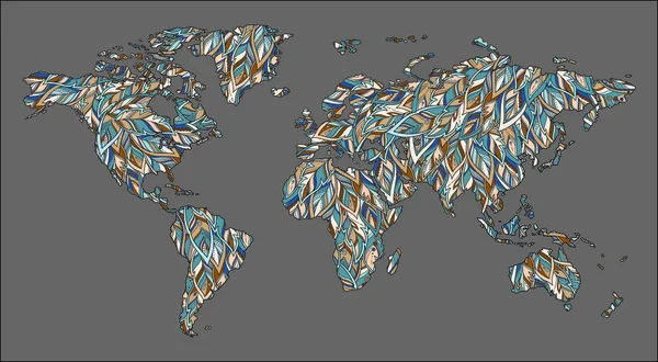 Mappa del mondo multicolore. Illustrazione vettoriale. — Vettoriale Stock